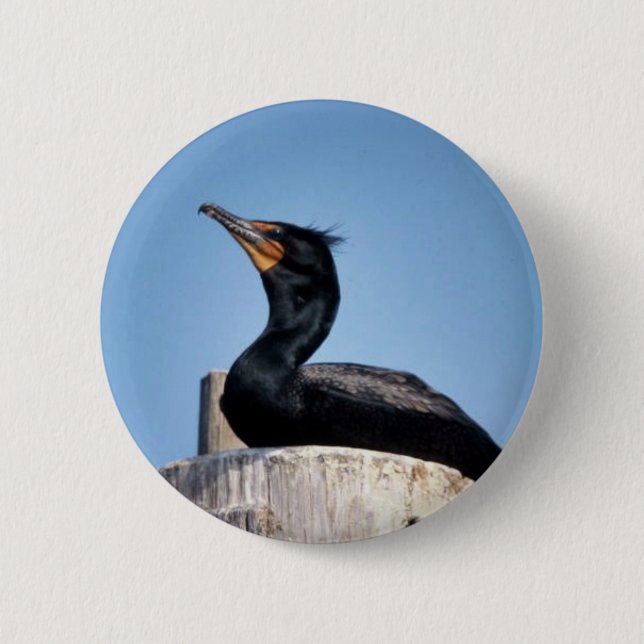 Double-crested cormorant 2 inch round button (Front)
