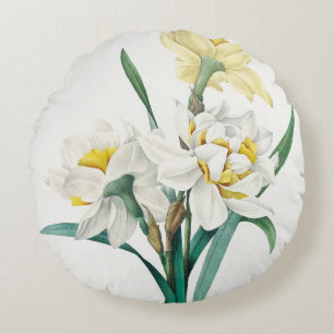 Double Daffodil, Pierre-Joseph Redouté, 1827 Round Pillow