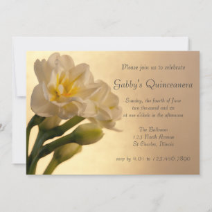 Double Daffodils blanc Quinceanera Invitation