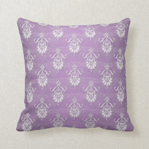 Double Damask Lavender Purple Throw Pillow