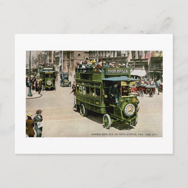Double Deck Bus, New York City Postcard (Front)