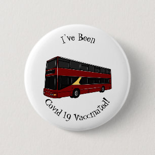 Double-decker bus cartoon illustration 2 inch round button