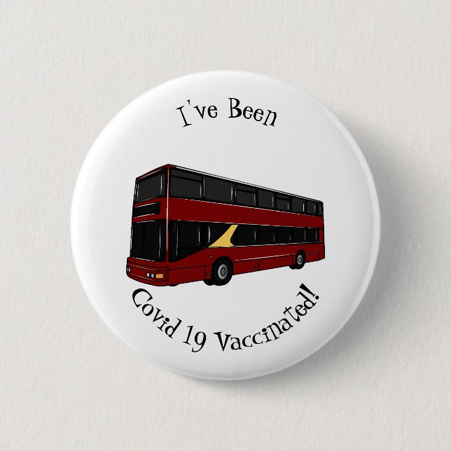 Double-decker bus cartoon illustration 2 inch round button (Front)