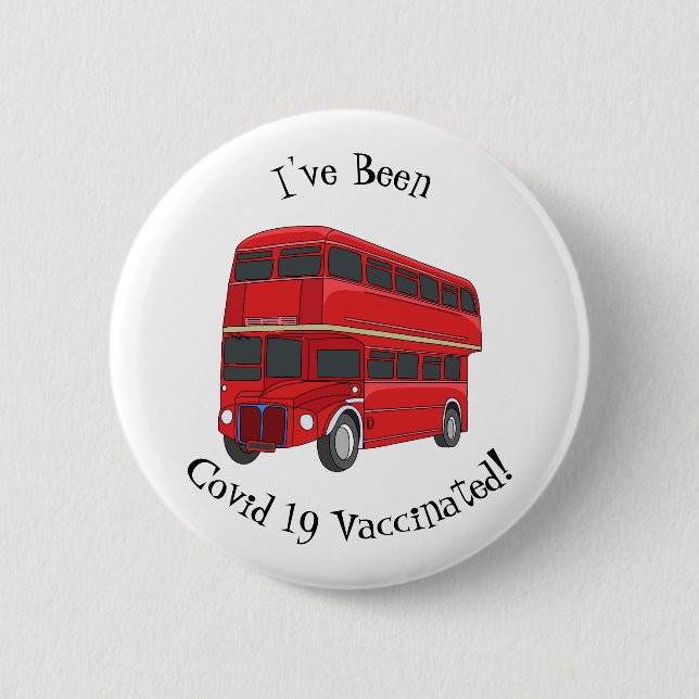 Double-decker bus cartoon illustration 2 inch round button (Front)