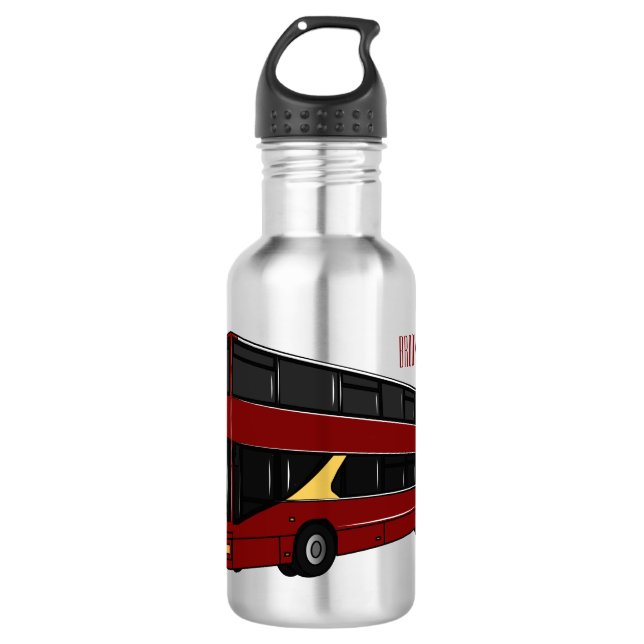 Double-decker bus cartoon illustration 532 ml water bottle (Front)