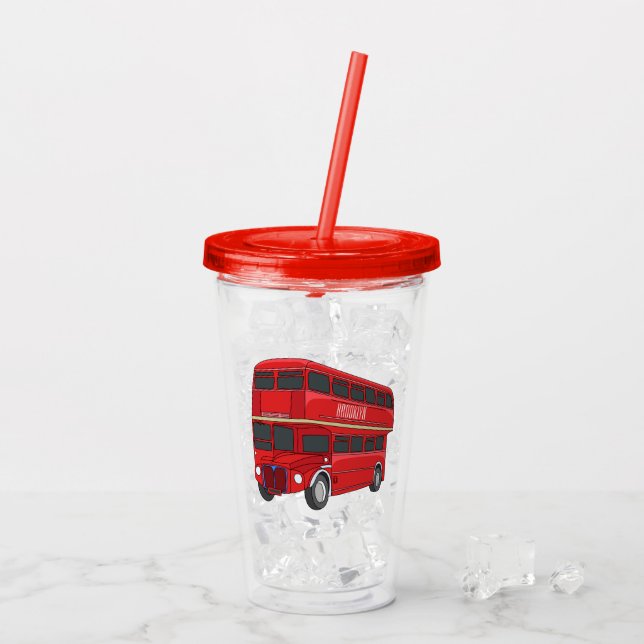 Double-decker bus cartoon illustration  acrylic tumbler (Back Ice)