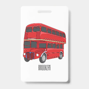 Double-decker bus cartoon illustration badge