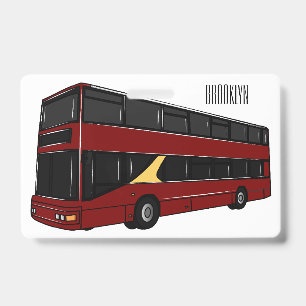 Double-decker bus cartoon illustration badge