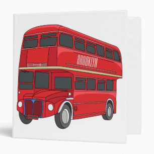 Double-decker bus cartoon illustration binder