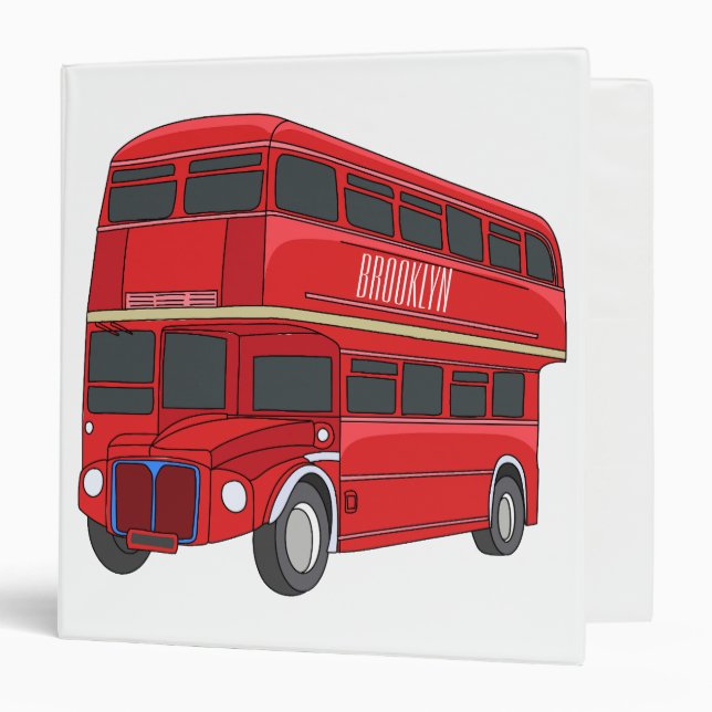 Double-decker bus cartoon illustration binder (Front/Inside)