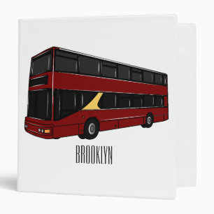 Double-decker bus cartoon illustration binder