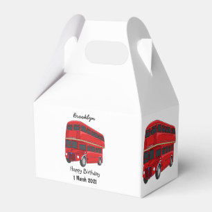 Double-decker bus cartoon illustration favor box
