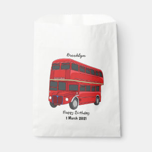 Double-decker bus cartoon illustration favour bag