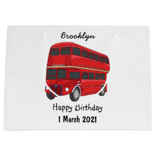 Double-decker bus cartoon illustration large gift bag