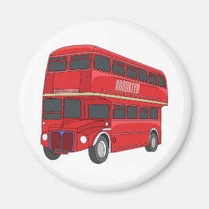 Double-decker bus cartoon illustration magnet