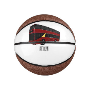 Double-decker bus cartoon illustration mini basketball