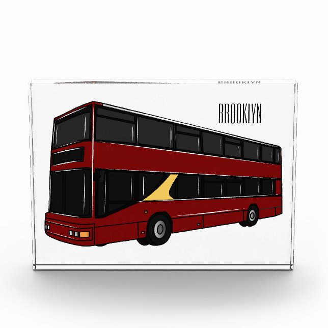 Double-decker bus cartoon illustration photo block (Front)