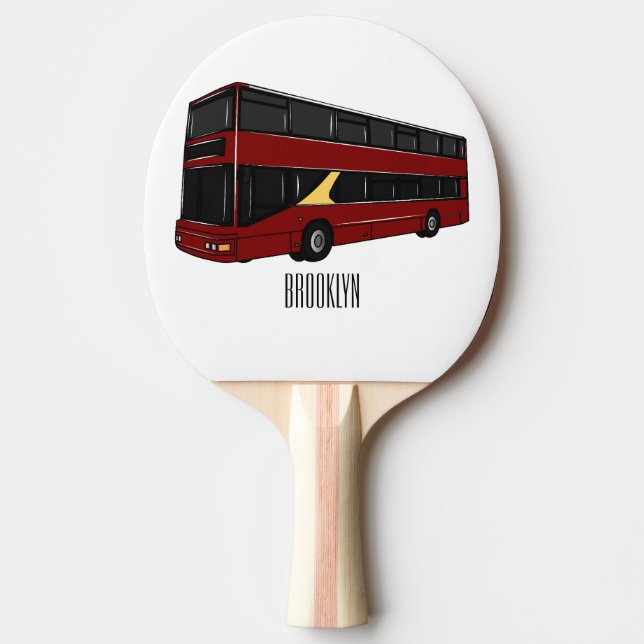 Double-decker bus cartoon illustration ping pong paddle (Front)