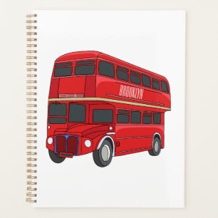 Double-decker bus cartoon illustration planner