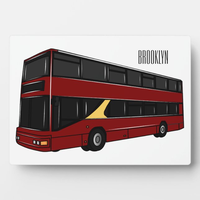 Double-decker bus cartoon illustration plaque (Front)