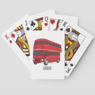 Double-decker bus cartoon illustration playing cards