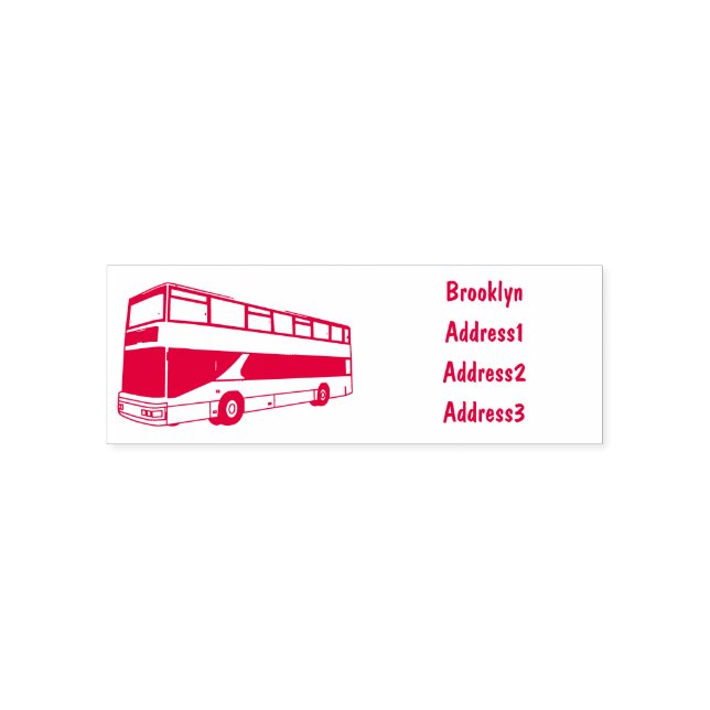 Double-decker bus cartoon illustration self-inking stamp (Design)