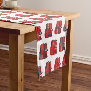 Double-decker bus cartoon illustration short table runner