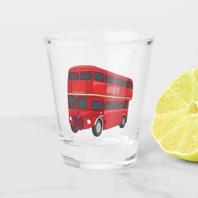 Double-decker bus cartoon illustration shot glass (Front)