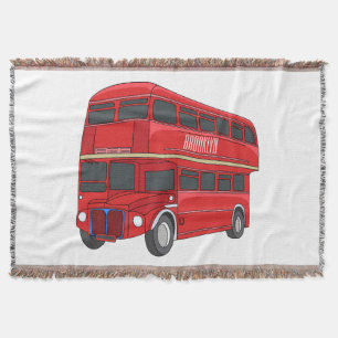 Double-decker bus cartoon illustration  throw blanket