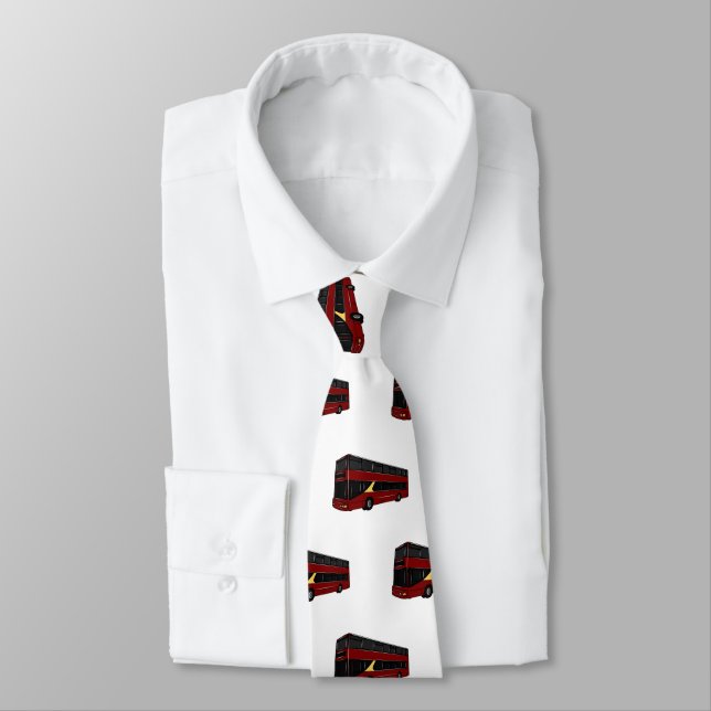 Double-decker bus cartoon illustration tie (Tied)