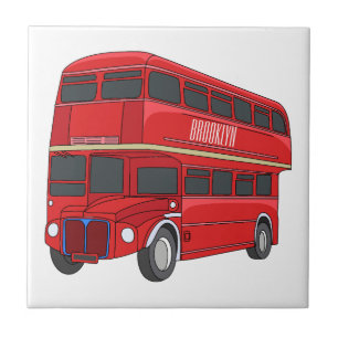 Double-decker bus cartoon illustration tile