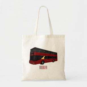 Double-decker bus cartoon illustration tote bag