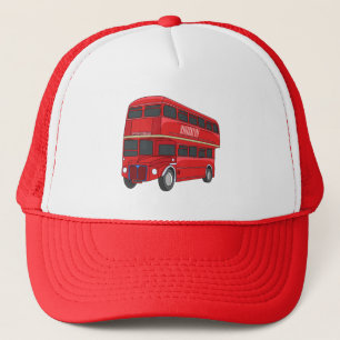 Double-decker bus cartoon illustration trucker hat