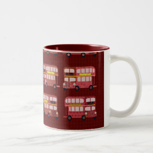 Double Decker Bus Pattern Art Design Two-Tone Coffee Mug
