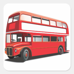 Double Decker Bus Square Sticker