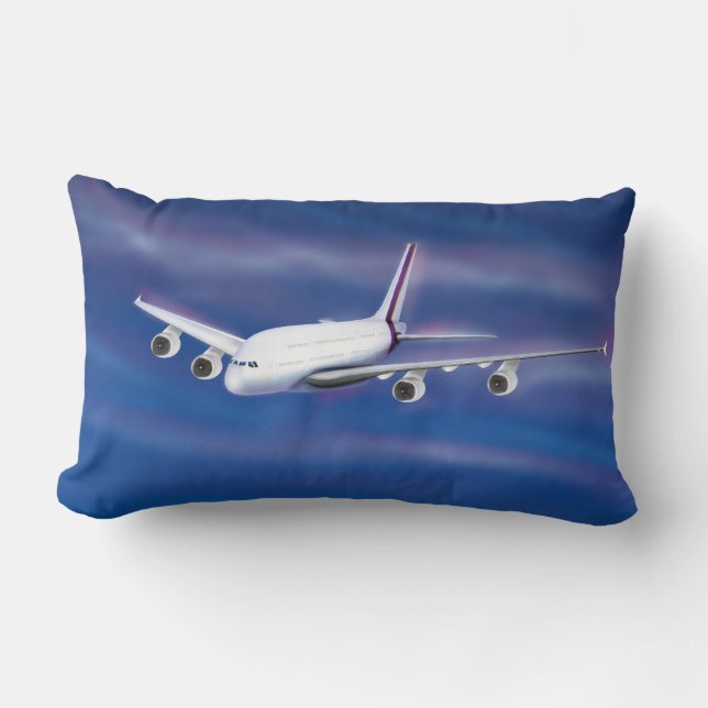 Double Decker Commercial Airplane Lumbar Pillow (Front)