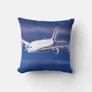 Double Decker Commercial Airplane Throw Pillow