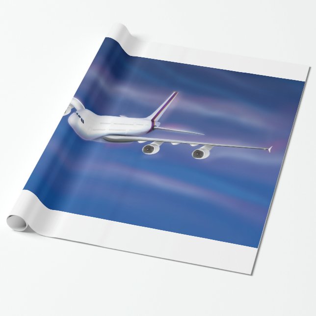 Double Decker Commercial Airplane Wrapping Paper (Unrolled)