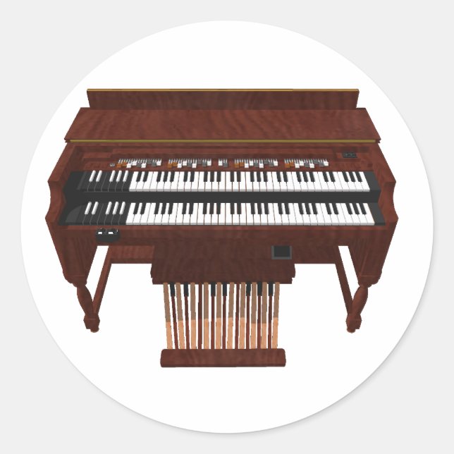 Double Decker Organ: 3D Model: Classic Round Sticker (Front)