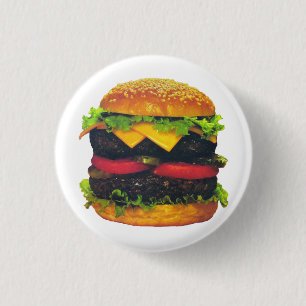 Double Deluxe Hamburger with Cheese 1 Inch Round Button