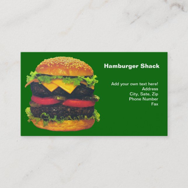 Double Deluxe Hamburger with Cheese Business Card (Front)