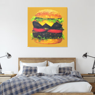 Double Deluxe Hamburger with Cheese Canvas Print