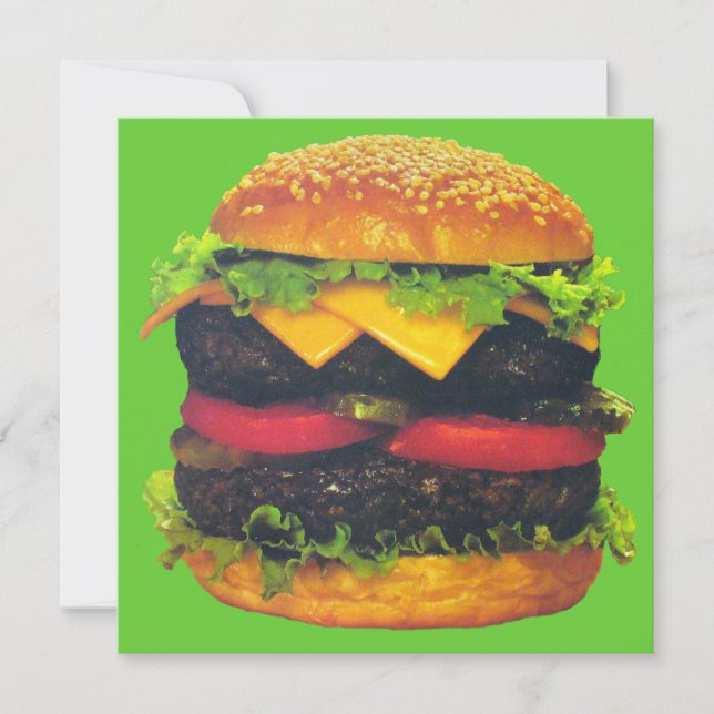 Double Deluxe Hamburger with Cheese Invitation (Front)