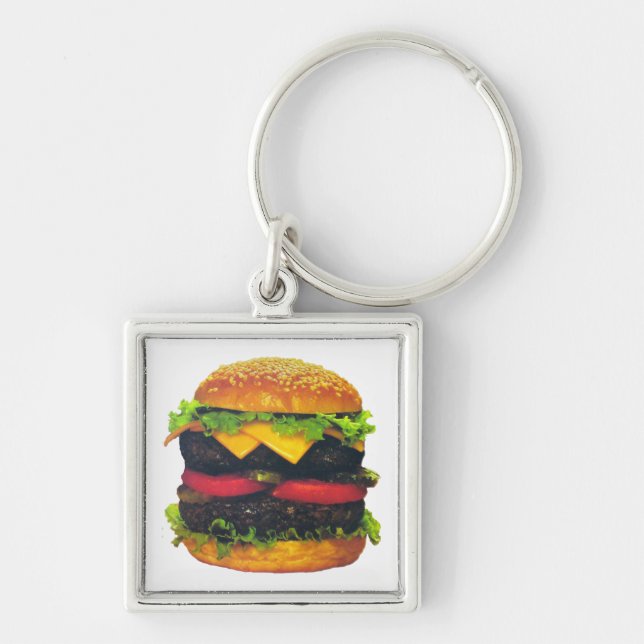 Double Deluxe Hamburger with Cheese Keychain (Front)