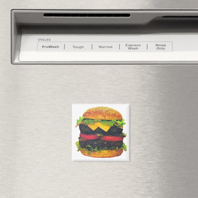 Double Deluxe Hamburger with Cheese Magnet (In Situ (Dishwasher))