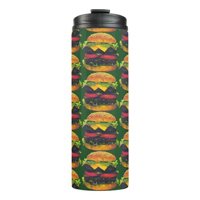 Double Deluxe Hamburger with Cheese Pattern Thermal Tumbler (Front)