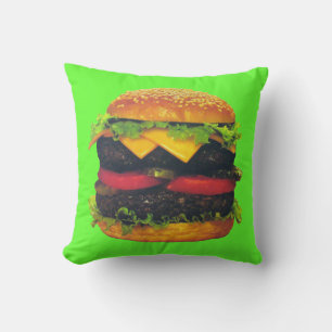 Double Deluxe Hamburger with Cheese Throw Pillow