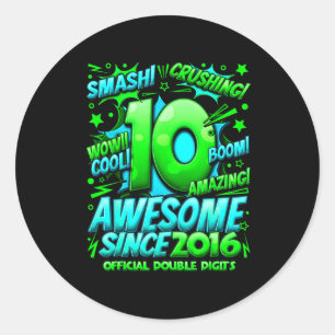 Double Digits 10 Year Old Boys 10th Birthday Boy  Classic Round Sticker