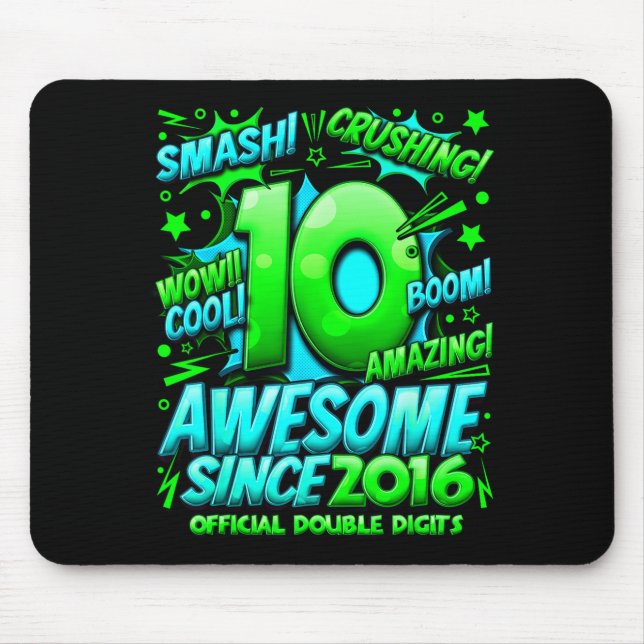 Double Digits 10 Year Old Boys 10th Birthday Boy  Mouse Pad (Front)
