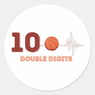 Double Digits 10 Years Old Birthday Boy Basketball Classic Round Sticker